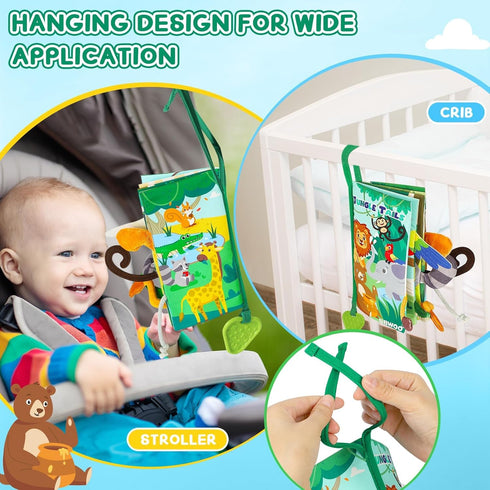 Baby Books 0-6 Months - Baby Boys Girls Shower Gifts - Tummy Time Baby Toys 0-6 6-12 Months - Crinkle Cloth Book - Infant Toys - Newborn Books - T...