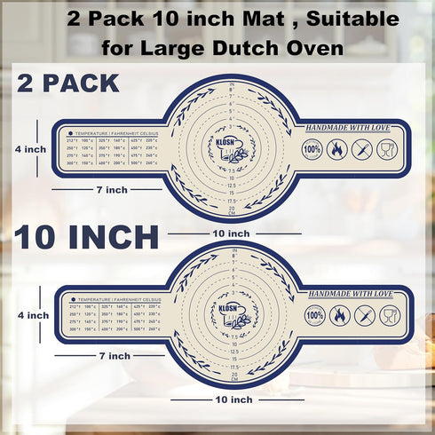 Large Silicone Bread Sling for Dutch Oven 2 Pcs, 10 inch Sourdough Bread Baking Mat,Bread Baking Supplies, 500°F Heat-resistant Sourdough Bread Sl...