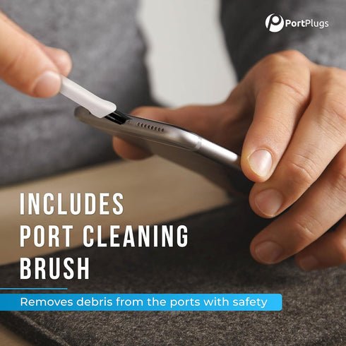 USB-C Dust Plugs (10-Pack) - Compatible w/iPhone 15, Galaxy S24-S20, Pixel, MacBook, iPad, Switch & All Type-C Ports - Incl. PortPlugs Cleaning Br...