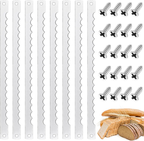 Bread Bow Knife Blades Stainless Steel Replacement Blade Bread Blade with Screws for Cake Homemade Bread Cutting Wooden Bread Knife, 10.8 Inches (...