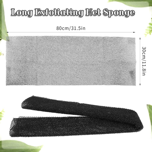 African Bath Sponge Long Net Exfoliating Shower Body Scrubber Flat Back Scrubber Foot Scalp Scrub Dead Skin Removal Skin Smoother for Men Women (B...