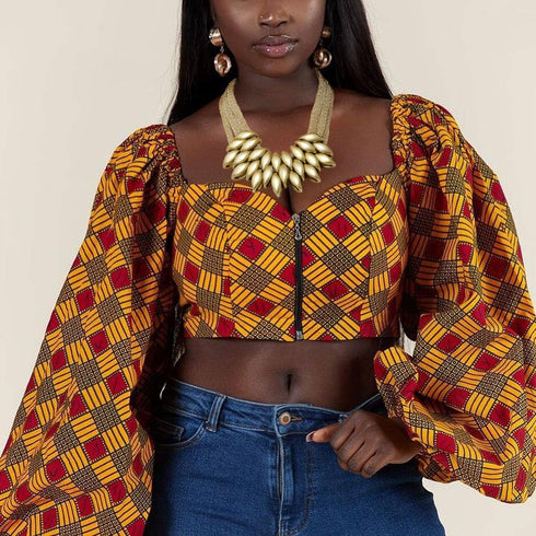 African Bib Choker Necklaces Earring Sets Chunky Tribal Style Statement Necklace African Layered Collar Necklace for Women - Gold...