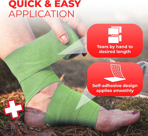 Ever Ready First Aid Self Adherent Cohesive Bandages 3" x 5 Yards - 12 Count, Rainbow Colors...