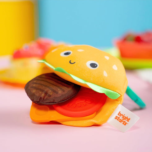 Bright Starts Say Cheeseburger On The Go Teether Activity and Stroller Toy, BPA Free, Unisex, 3 Months+...