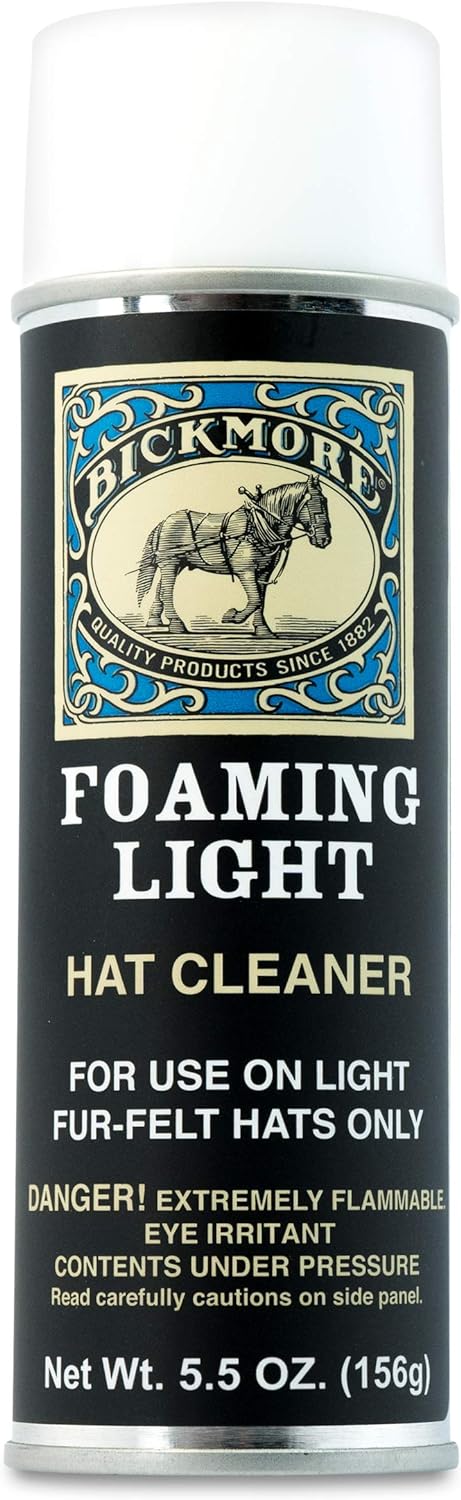 Bickmore Foaming Light Hat Cleaner | Remove Dirt, Dust, Fingerprints & Sweat Stains - Great for Fur - Felt Cowboy Hats, Baseball Hats, Fedoras, Su...