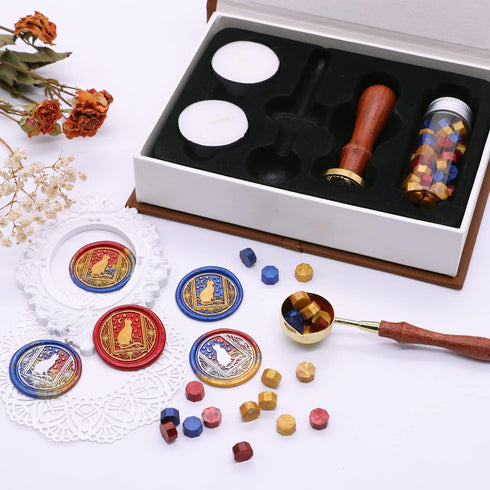 SWANGSA Starry Cat Wax Seal Stamp Kit with 60pcs Sealing Wax Beads, Wax Seal Melting Spoon and Gift Box, Great for Embellishment of Invitations, W...