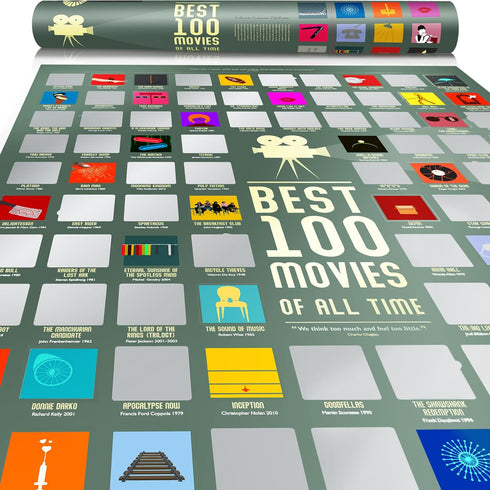 Travel Revealer 100 Movie Scratch Off Poster 2024 Selected IMDb Top 100 Movies Scratch Off Poster 17"x24" Best Films of All Time Movie Bucket List...