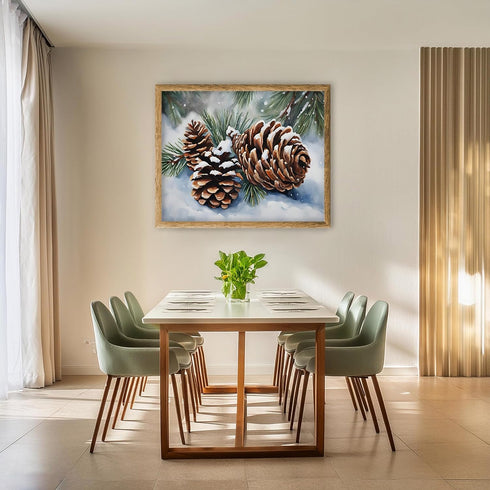 Posterizer 1 pcs-pinecones in snowey winter nature 3-Landscape & Nature Art-GIft for Men Women Teens-Living Room Bedroom Decor- unframed wall art...