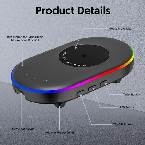 Neises Mouse Jiggler with Power Adapter and ON/Off Switch Mouse Mover Simulator, Driver-Free Mouse Movement Simulation for Computer Awakening Mous...