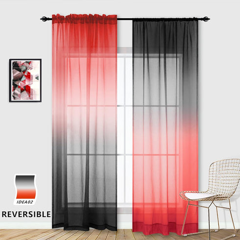KOUFALL Red Curtains for Kids Bedroom 2 Panels,Sheer Gamer Curtains for Boys Room,63 Inch Length...