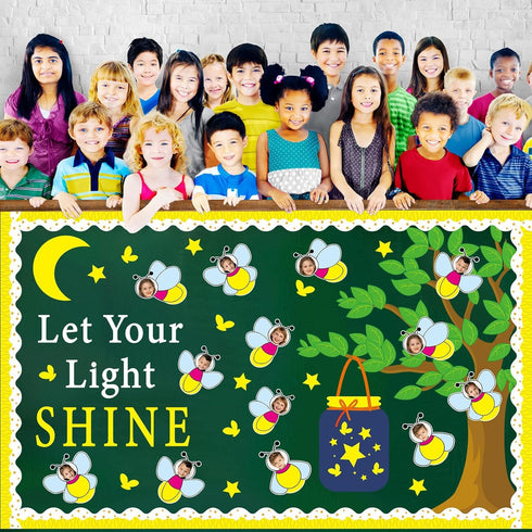 90pcs Firefly Bulletin Board Classroom Decorations Set Glowworm Tree DIY Craft Cutouts for Posting Photo Let Your Light Shine Cutout for School Cl...