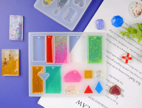 Suhome 73 Pack Resin Earring Mold Jewelry Silicone Resin Molds Making Kits Including Earring, Pendant, Bracelet, Necklace, Button Silicone Resin C...