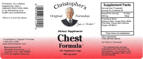 Chest Formula Christopher's Original Formulas 100 VCaps...