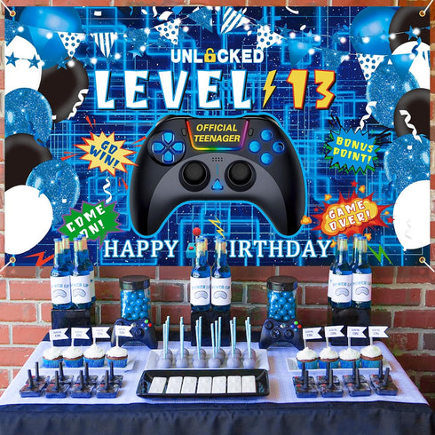 13th Birthday Decorations for Boys Happy 13th Birthday Banner, Official Teenager Video Game Birthday Decorations Cheers to 13 Years Party Supplies...
