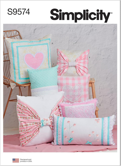 Simplicity Cases Sewing Pattern Kit, Code S9573, for 12" x 22", 14" x 14", and 20" x 20" Pillows, Multicolor...