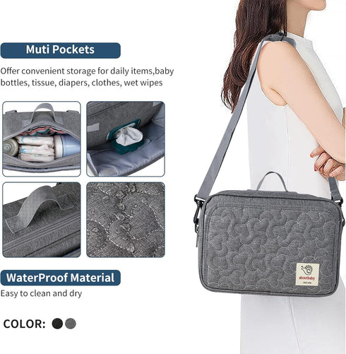 TRENDPLAY Small Diaper Bag Stroller Bag Diaper Organizer Caddy for Diapers with Insulated Pocket, Stroller Straps and Adjustable Shoulder Strap,Un...