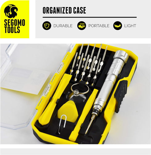 Segomo Tools 17 Piece Precision Screwdriver Set - Eyeglass Repair Kit - Watch Screwdriver Set - Jewelers Screwdriver Set - Computer Screwdriver Ki...