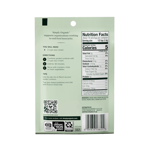 Simply Organic French Onion Dip, Certified Organic, Gluten-Free | 1.1 oz | Pack of 4...