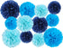 12 Pcs Tissue Pom Poms Kit, Tissue Paper Flowers for Birthday, Boy Baby Shower, Nursery, Graduation, Bachelorette Party Decoration (Blue Mix)...
