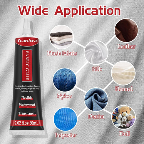Fabric Glue Permanent, Clear Fabric Glue for Clothing Permanent Washable, Fabric Fusion Glue for All Fabrics, Clothes, Leather, Cotton, Flannel, D...