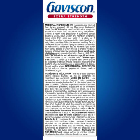Gaviscon Extra Strength Peppermint 60 Tablets...