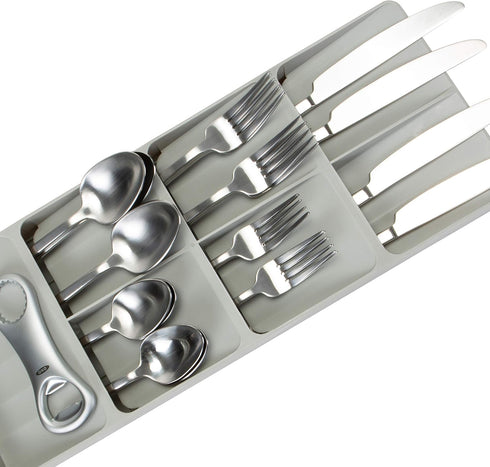 Kitchen Details 7 Slot Cutlery Drawer Organizer | Utensil Tray | Silverware Holder | Knife Spoon Fork | Flatware Storage & Organization | Grey...