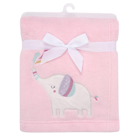 Bedtime Originals Elephant Dreams Appliqued Soft Fleece Baby Blanket - Pink...