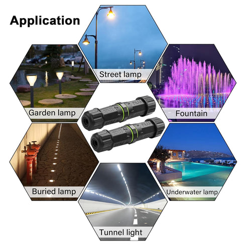Waterproof Electrical Cable Connector 3 Pin IP68 Outdoor Cable Waterproof Coupler Support to 3.5-10mm Wire Diameter for outdoor billboards, tunnel...
