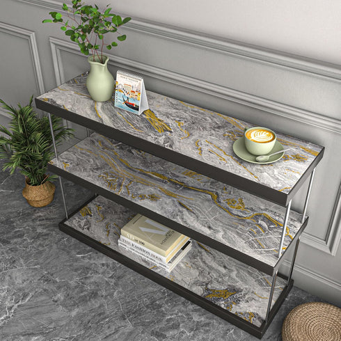 Stickyart Thick Grey Gold Liquid Marble Contact Paper for Cabinets and Drawers Peel and Stick Countertops for Kitchen Waterproof Self Adhesive Mar...