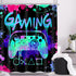 Boys Gamer Shower Curtain Kids Gaming Cool Video Game Teal Neon Controller Bathroom Decor Colorful Graffiti Gamepad Teen Men Unique Cool 72Wx72H B...