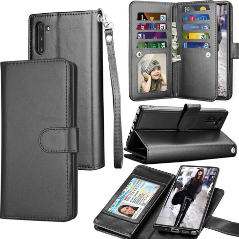 Galaxy Note 10 Case, Galaxy Note 10 Wallet Case, Luxury Cash Credit Card Slots Holder Carrying Folio Flip PU Leather Cover [Detachable Magnetic Ha...