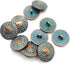 KARMELLING 10PC Metal Sewing Shank Buttons, Antiqued Copper Heart Carved Spray Painted Blue Round Button 18mm(6/8")...