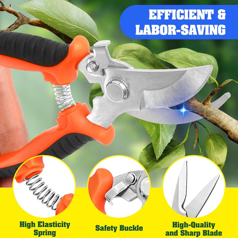 4 Pack Garden Pruning Shears, Stainless Steel Garden Shears, Gardening Shears, Garden Scissors, Garden Clippers, Pruning Snips, Pruning Shears for...