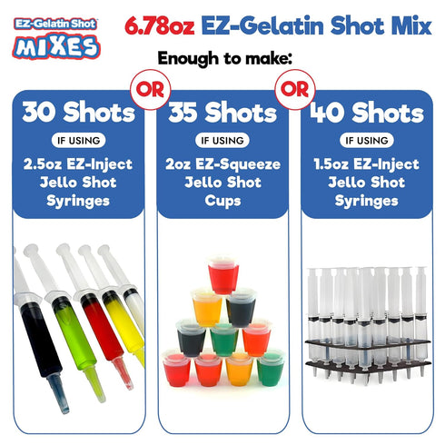 Razzle Dazzle Jello Shot Mix 6.78 oz - Premium Gluten-Free Jello Mix for Tasty Jello Shots - Easy to Make EZ Gelatin Powder Mix for Jello Shots - ...