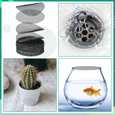 200 Pieces Round Mesh for Plant Pot Gardening Pad Plant Pot Hole Mesh Pad Bonsai Mesh Flower Pot Drainage Mesh Drainage Hole Screens Bonsai Pot Bo...