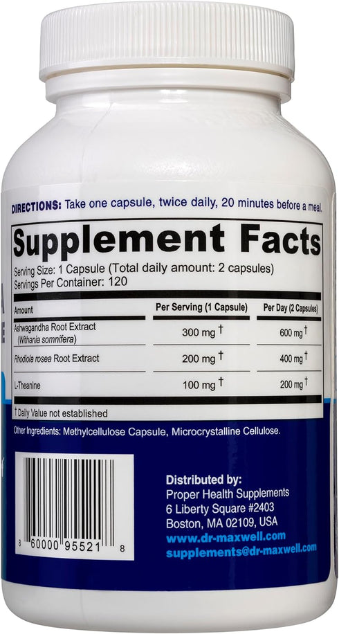 Cortisol Manager Supplement, Supports Relaxation, Mood & Sleep in Times of Occasional Stress, Ashwagandha Rhodiola Adaptogens, Helps Maintain Norm...