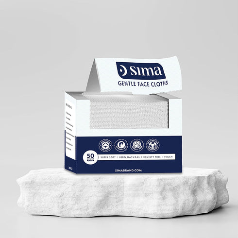 Sima Disposable Face Towels for Drying - 100% Cotton Face Wipes 50 Pack - Biodegradable Makeup remover for sensitive Skin, Gentle Clean facial clo...