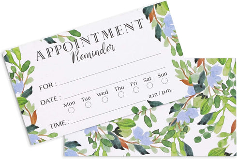 Paper Junkie 200 Pack Green Foliage Appointment Reminder Cards - Double-Sided Design Appointments Reminder Cards for Salons, Dentists, Doctors, Ha...