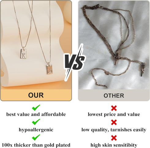 Initial J Silver Necklaces for Women Non Tarnish 925 Silver Plated Dainty Square Letter J Pendant Necklace 16.5”+2” Adjustable Waterproof Trendy N...