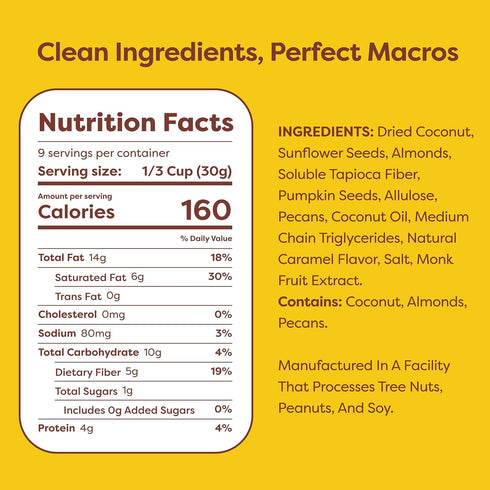 Kiss My Keto Granola Cereal – Salted Caramel Keto Granola Low Carb Cereal (2g-Net) Low Sugar Granola – Grain Free Granola Keto Cereal, Gluten Free...