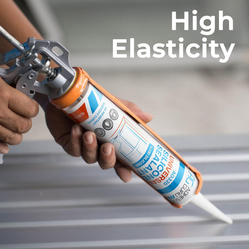 Adhesive Guru All Purpose Clear Silicone Sealant Waterproof 10.15 fl.oz, 100% Silicone Caulk, Weatherproof & Flexible Adhesive Sealant for Indoor ...