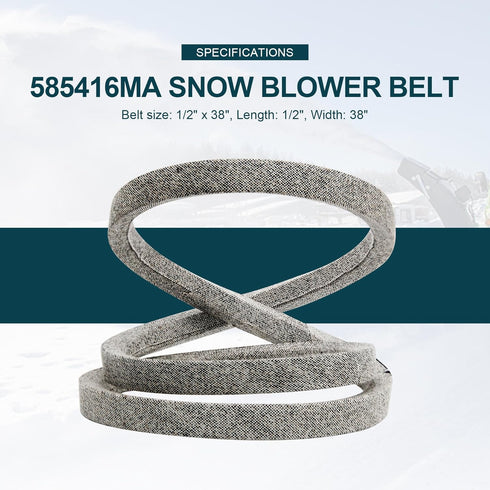 585416 585416MA Auger Drive Belt for Two-Stage Snow Blowers Replacement 1/2"x 38" for 754-0275 954-0275 954-0282 07200021...