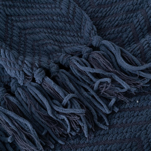 BATTILO HOME Navy Blue Throw Blanket for Couch, Knitted Blue Blanket Throw 50'' x 60'', Super Soft Warm Navy Throws for Chair Sofa Home Decor...