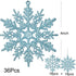 DearHouse 36pcs Plastic Snowflake Ornaments, Tiny Sparkling Glitter Snowflake Ornaments on String Hanger for Christmas Tree Decorations (Blue)...