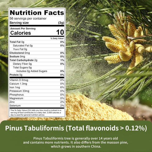 ECO-TASTE Pine Pollen Powder 6 Ounce, Wild Harvested - Pinus Tabuliformis? 99% Cracked Cell Wall...