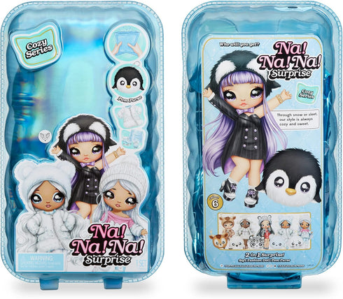 Na! Na! Na! Surprise Cozy Series Leona White 7.5" Fashion Doll Snow Leopard-Inspired with Black Hair, 3-Piece Outfit and Fuzzy Clip-on Purse, Pose...