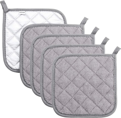Pot Holders Cotton Made Machine Washable Heat Resistant Potholder, Pot Holder, Hot Pads, Trivet for Cooking and Baking (5, Grey)...