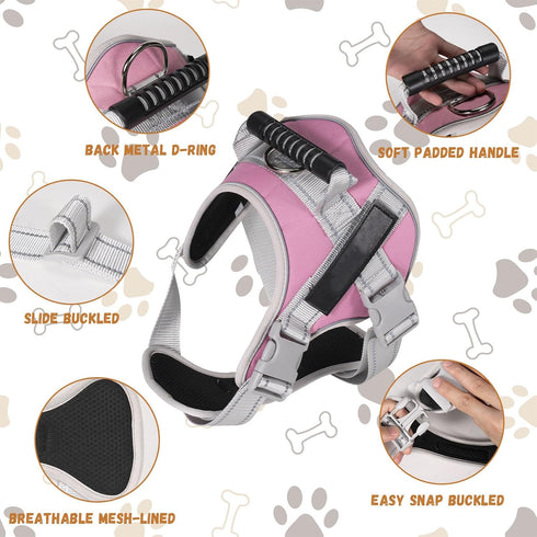Heavy Duty No-Pull Dog Harness and Leash Set for Large Dogs - Reflective Adjustable Training Vest with Handle, Oxford Fabric, Easy Control (Black,...