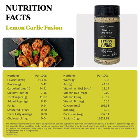 Lemon Garlic Fusion | Recipe in a Bottle | Premium Blend Spice for Gourmet Cooking | No-Addition Needed, Versatile Culinary Season | Simply Gourme...