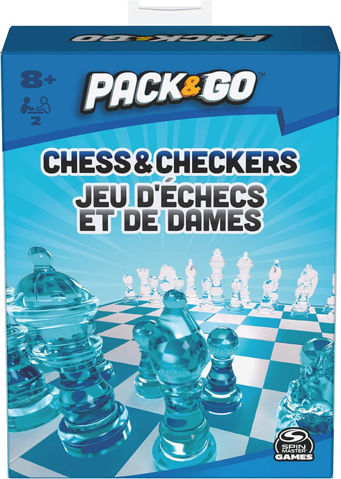 Pack & Go Chess & Checkers Board Game from Spin Master Games Portable 2-Player Games Chess Board Chess Set for Adults and Kids Ages 8 and up...